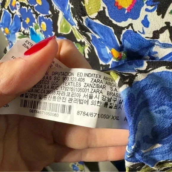 NEW  ZARA floral print Assymetrical top 8784/671 xxl - Picture 8 of 9